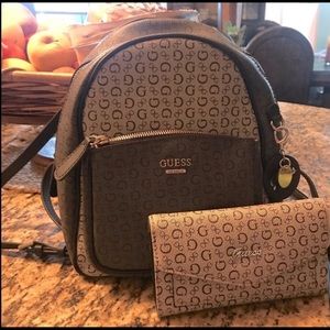 Guess mini backpack with matching wallet